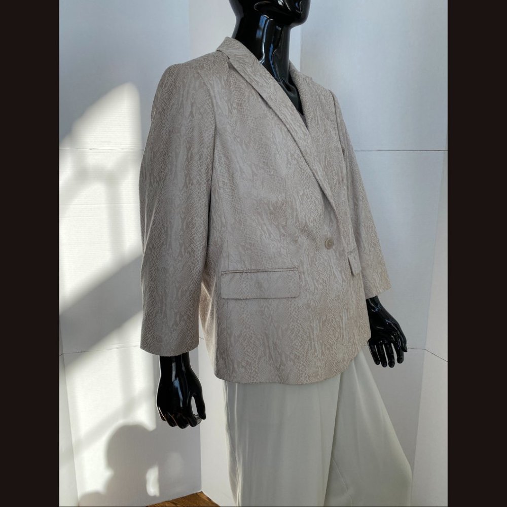 Calvin Klein Beige Champagne Snakeskin Print Pattern Bracelet Sleeve Jacket 22W